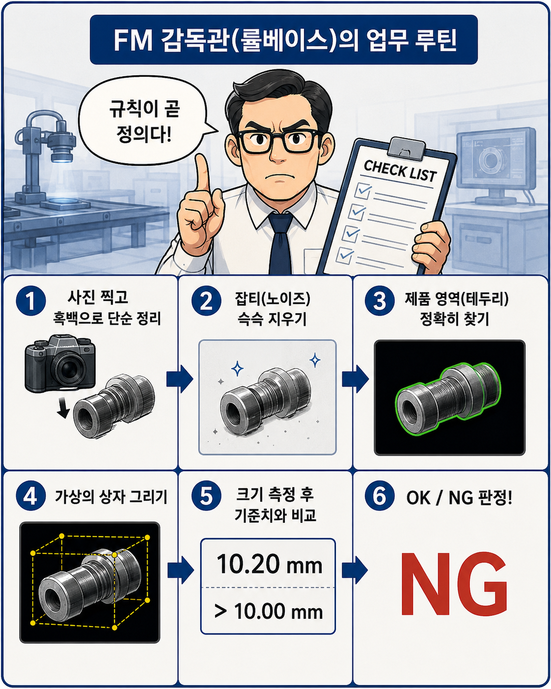 룰베이스 비전 검사의 처리 순서 설명 이미지