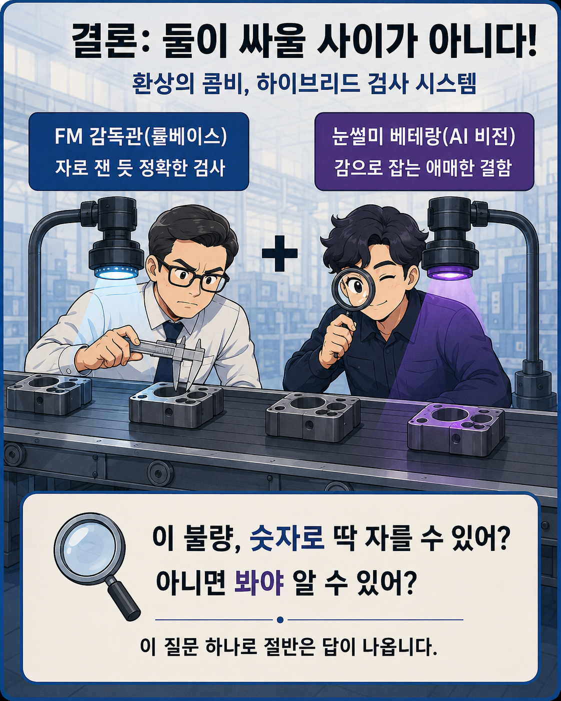 룰베이스와 AI 비전을 함께 사용하는 하이브리드 검사 시스템 이미지